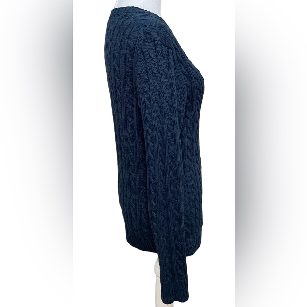 L.L. Bean Navy Cable Knit Cardigan - Picture 6 of 8
